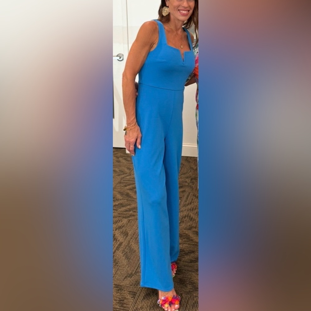 💙Express Cobalt Blue💙Wide Leg Jumpsuit Small V Neck Sleeveless - Picture 3 of 4